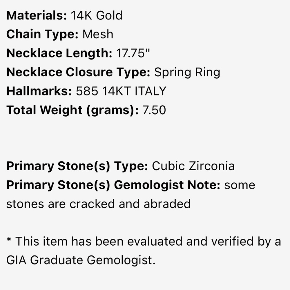 Solid 14K White Gold Mesh Web DQCZ Station Necklace - Picture 6 of 6